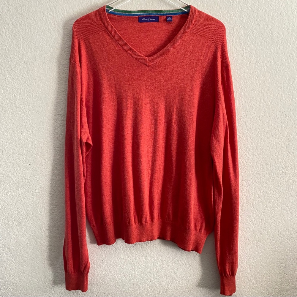 Men’s Alan Flusser Orange V-neck Sweater XL